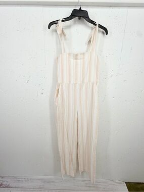 Naf Naf Blue Paris France Size Small Cream Rust Pink Cotton Overalls